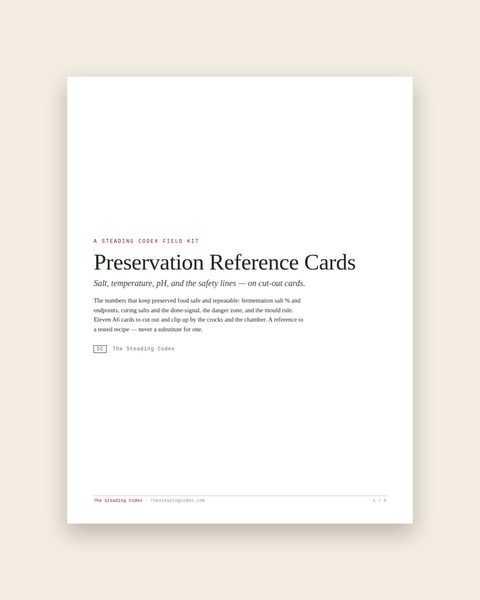 Preservation Reference Cards