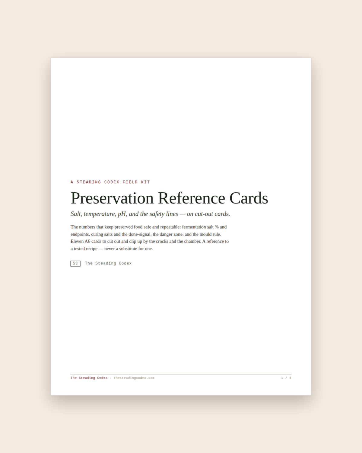 Preservation Reference Cards — cover