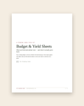 Budget & Yield Sheets — cover