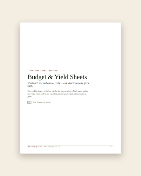Budget & Yield Sheets
