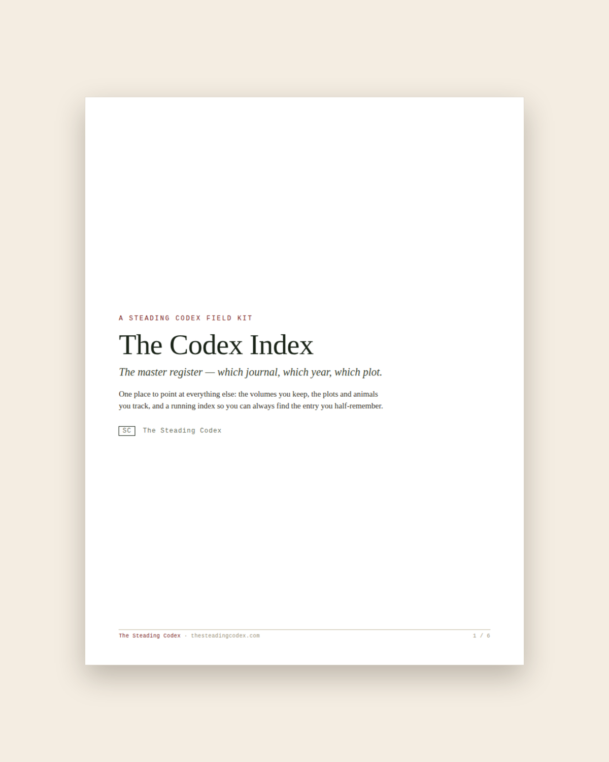 The Codex Index — cover