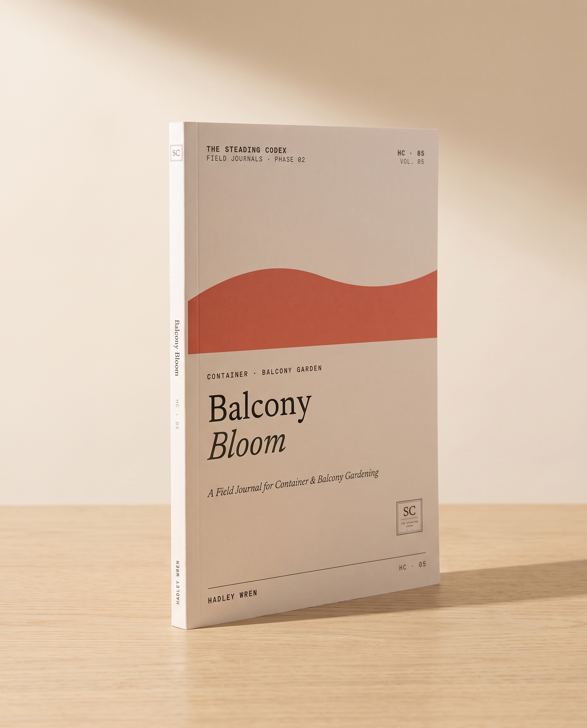 Balcony Bloom — 3D cover render on cream