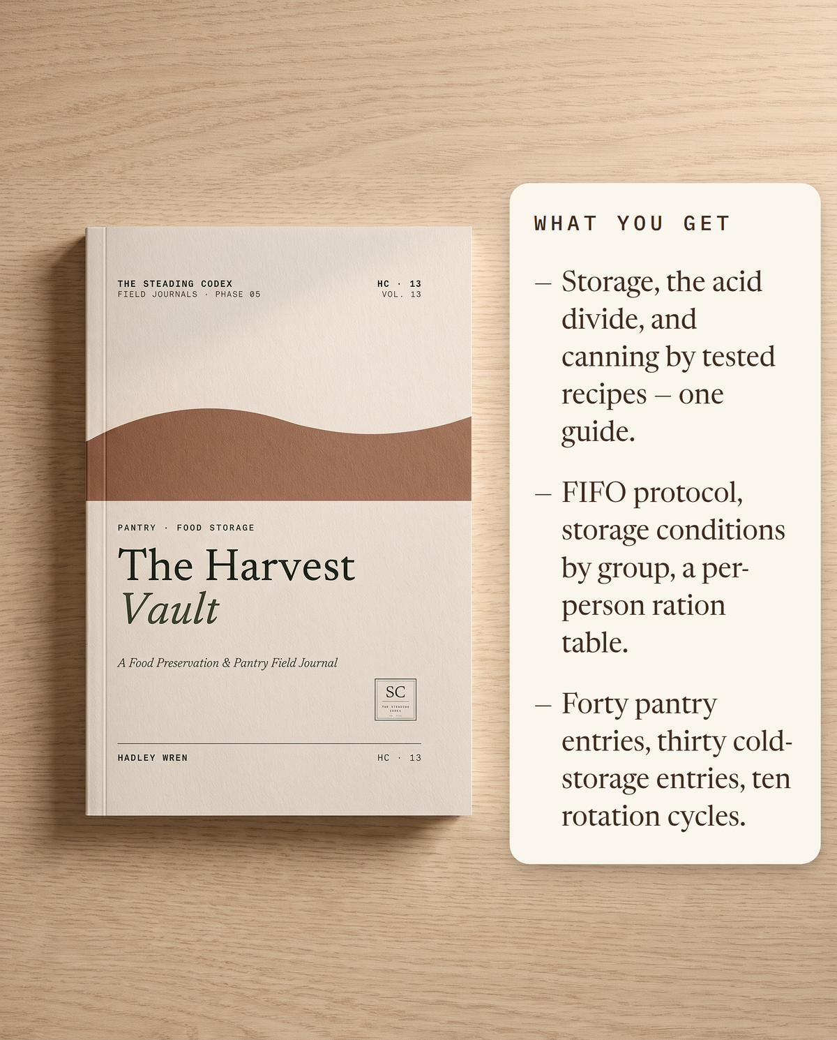 What you get — storage guidance, FIFO protocol, eighty pantry and cold-storage entries
