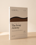 The Scrap Alchemy — 3D cover render on cream