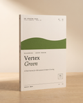 Vertex Green — 3D cover render on cream