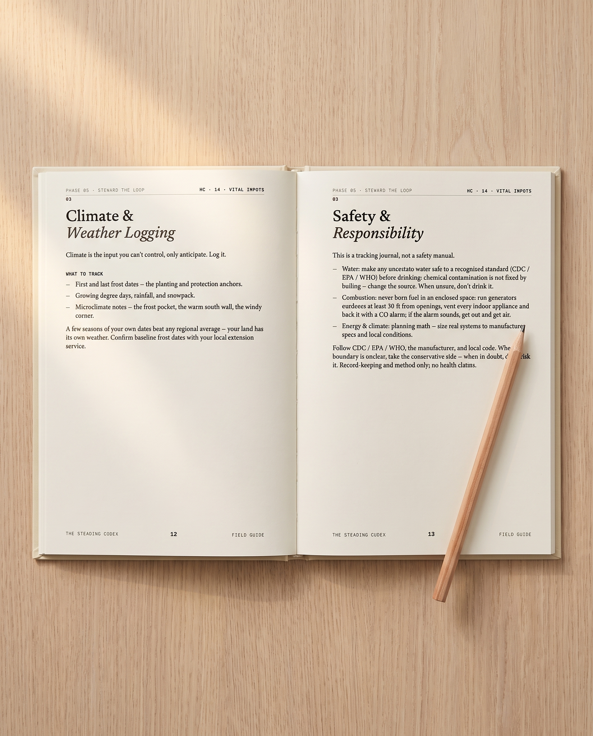 Vital Inputs open to the fuel and heat record pages